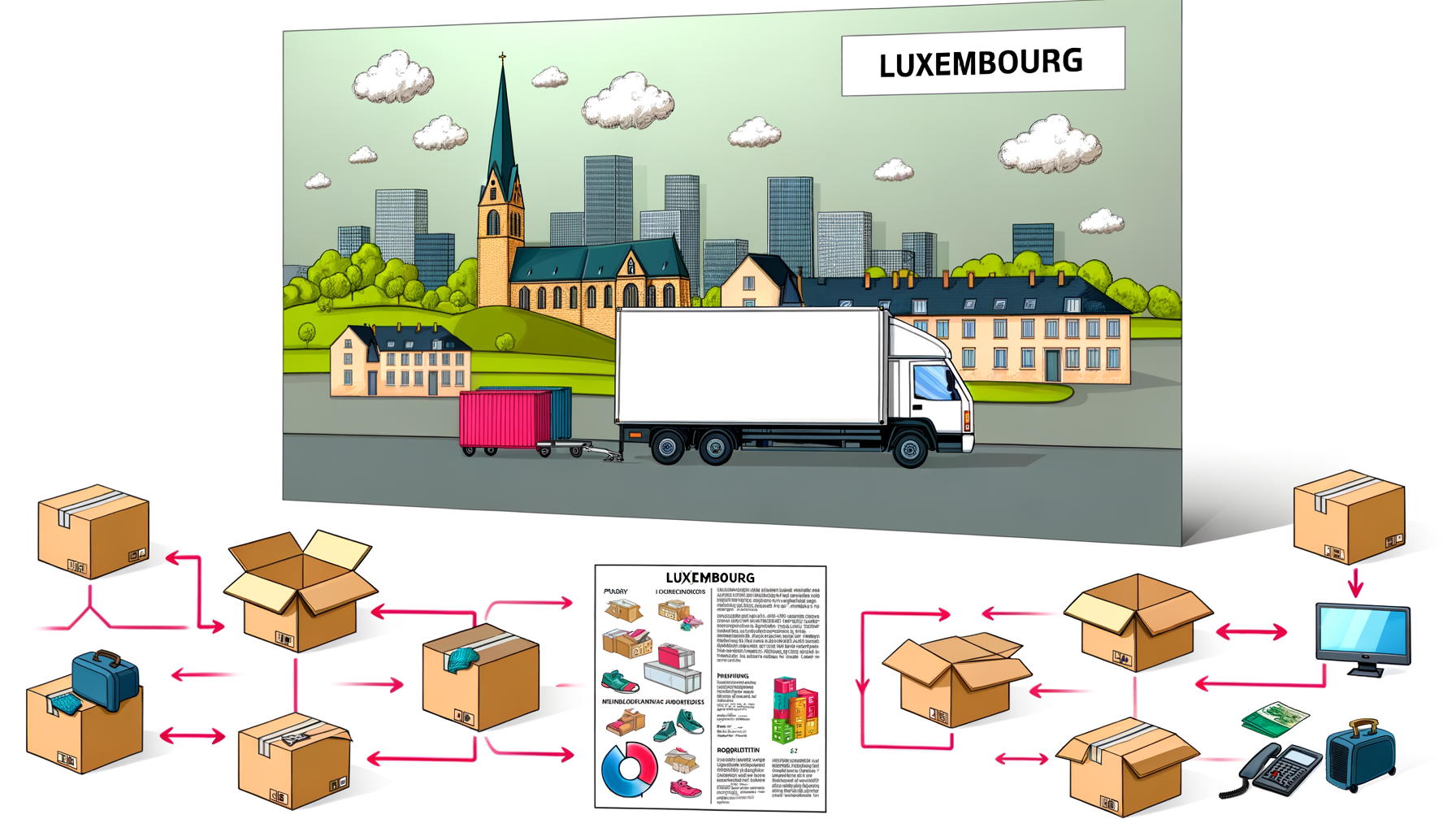 Image détaillant les tarifs, les estimations et les besoins pour un débarras sans stress à Luxembourg dans un guide approfondi sur le déménagement